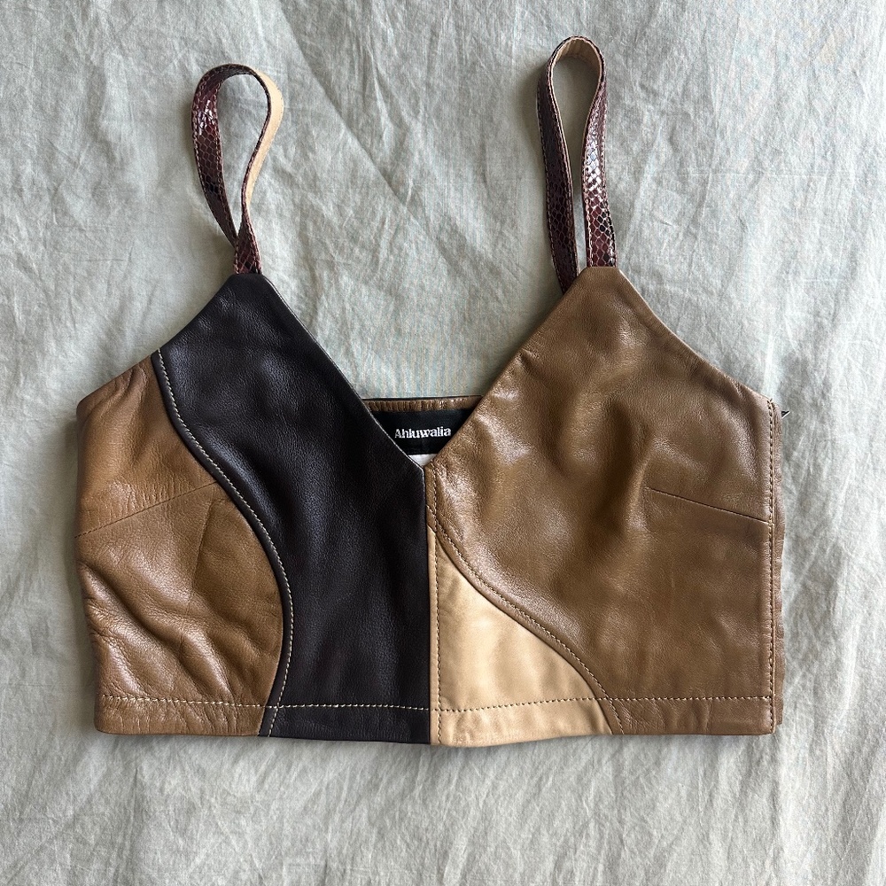 EUC Ganni x Ahluwalia Leather Crop Top, US 2